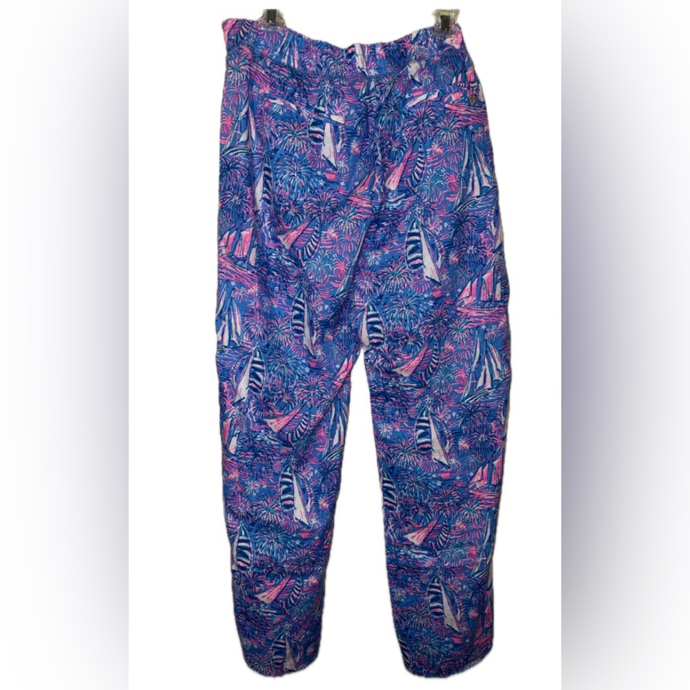 LILLY PULITZER Deri Linen Palazzo Boca Blue Its A Sailabration Pant Size XL NWT - Picture 6 of 16